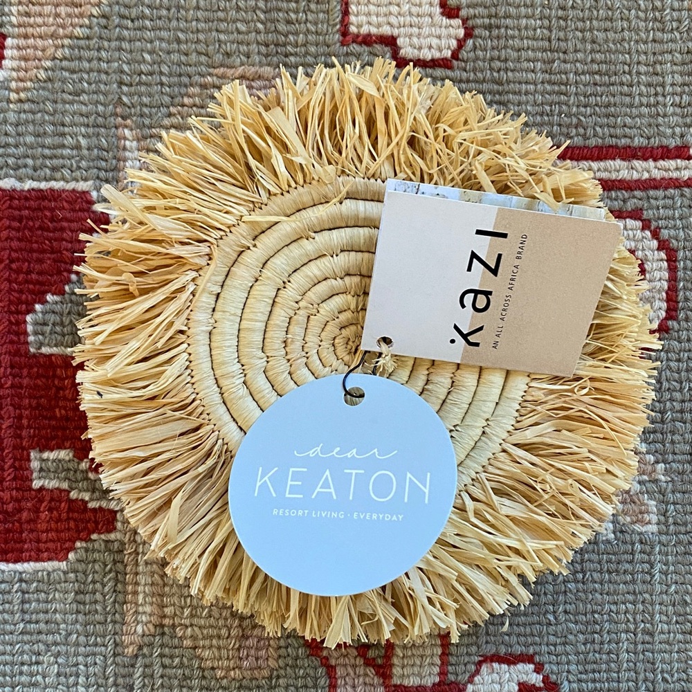 Dear Keaton Kazi Raffia Fringe Coasters, set of 4